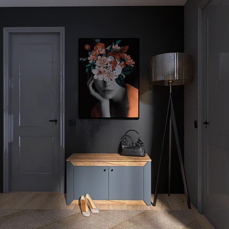 Тумба для обуви Эверест Нордик-980 2Д Дуб крафт золотой/Графитовый (е-20659)