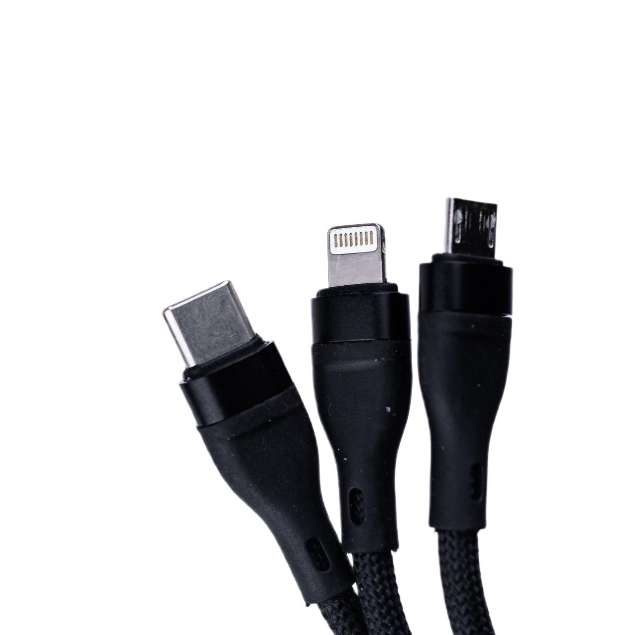 Кабель универсальный зарядный 3в1 Type-C/Micro-USB/Lightning Черный (UR521) - фото 3