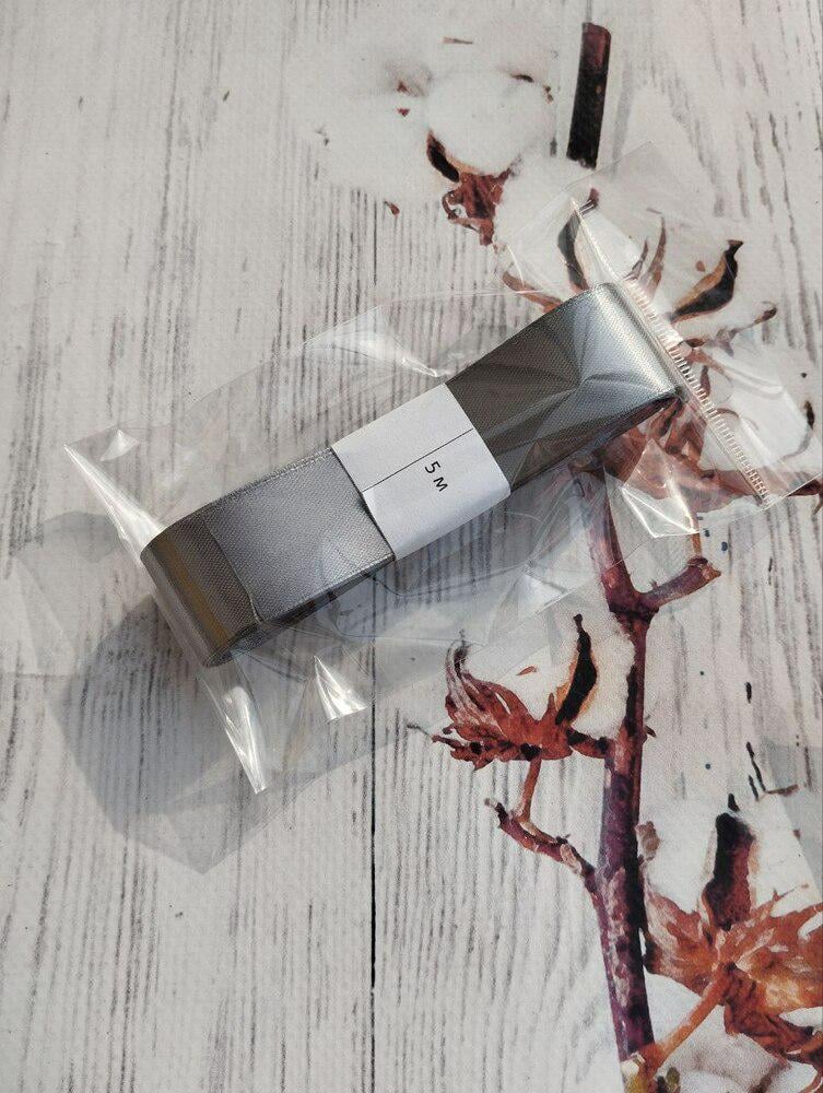 Стрічка атласна 2,5 см 5 м Сірий (13351950)