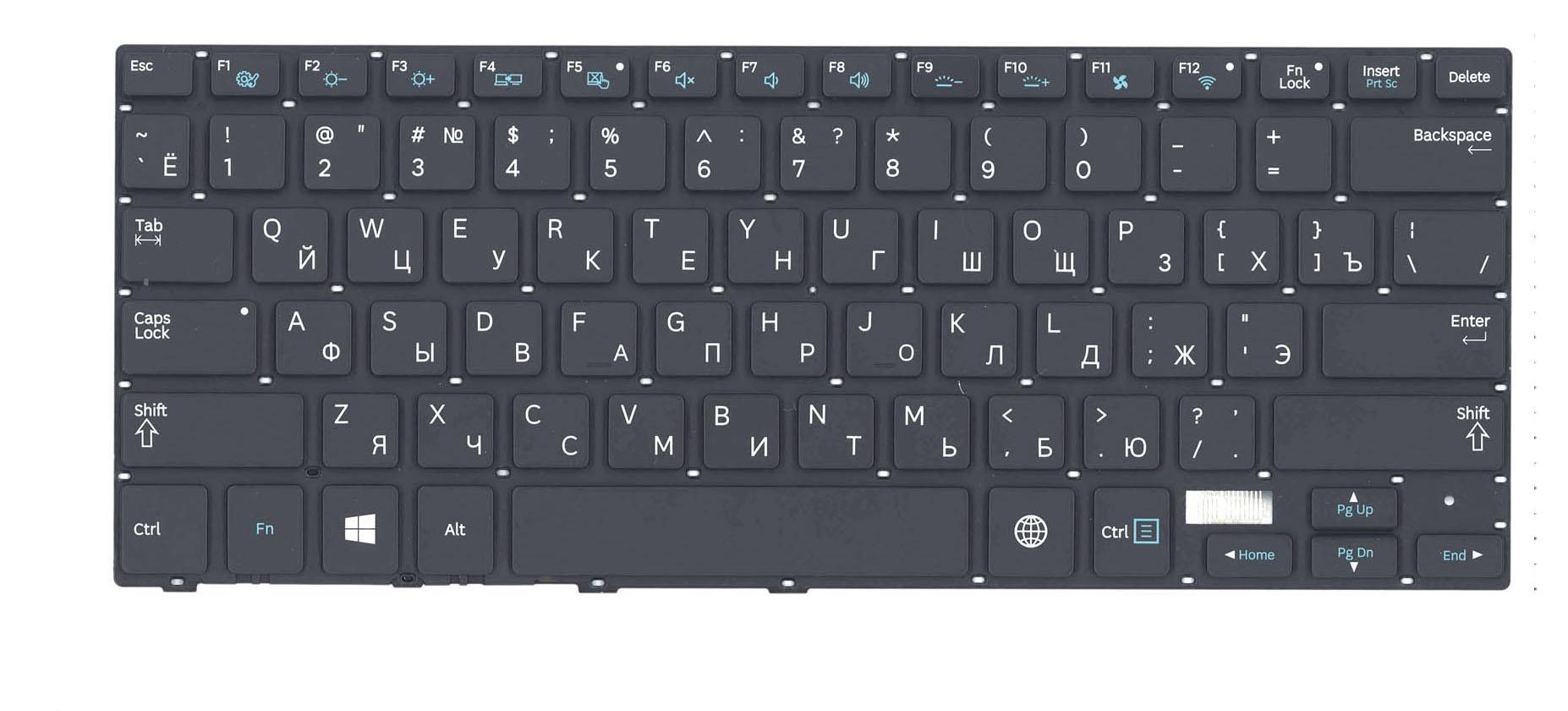 Клавиатура для ноутбука Samsung NP530U4E с подсветкой Light Black