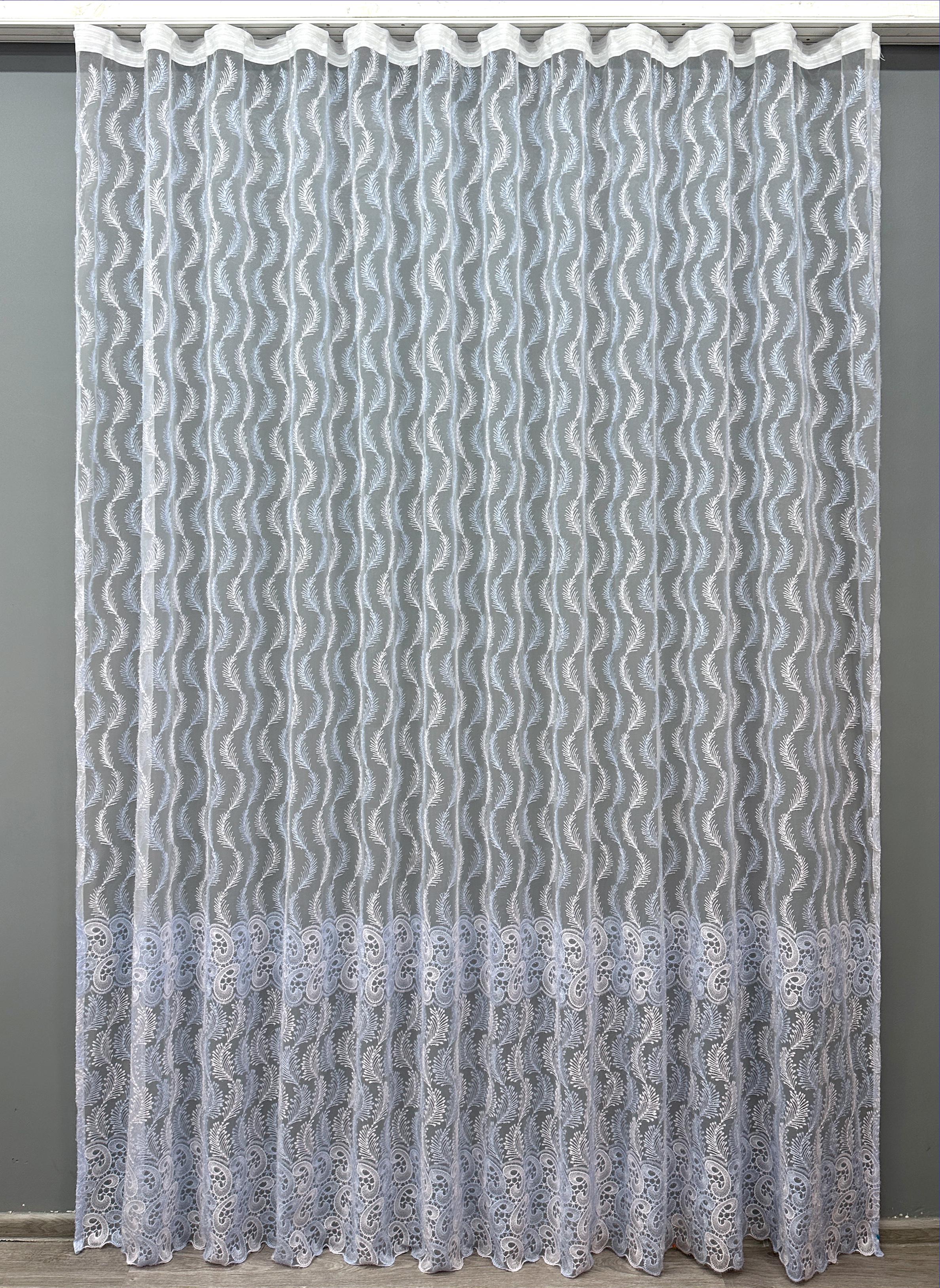 Тюль VR-Textil 1683т Органза с вышивкой и люрексом 300х270 см Голубой/Белый (42-0731)