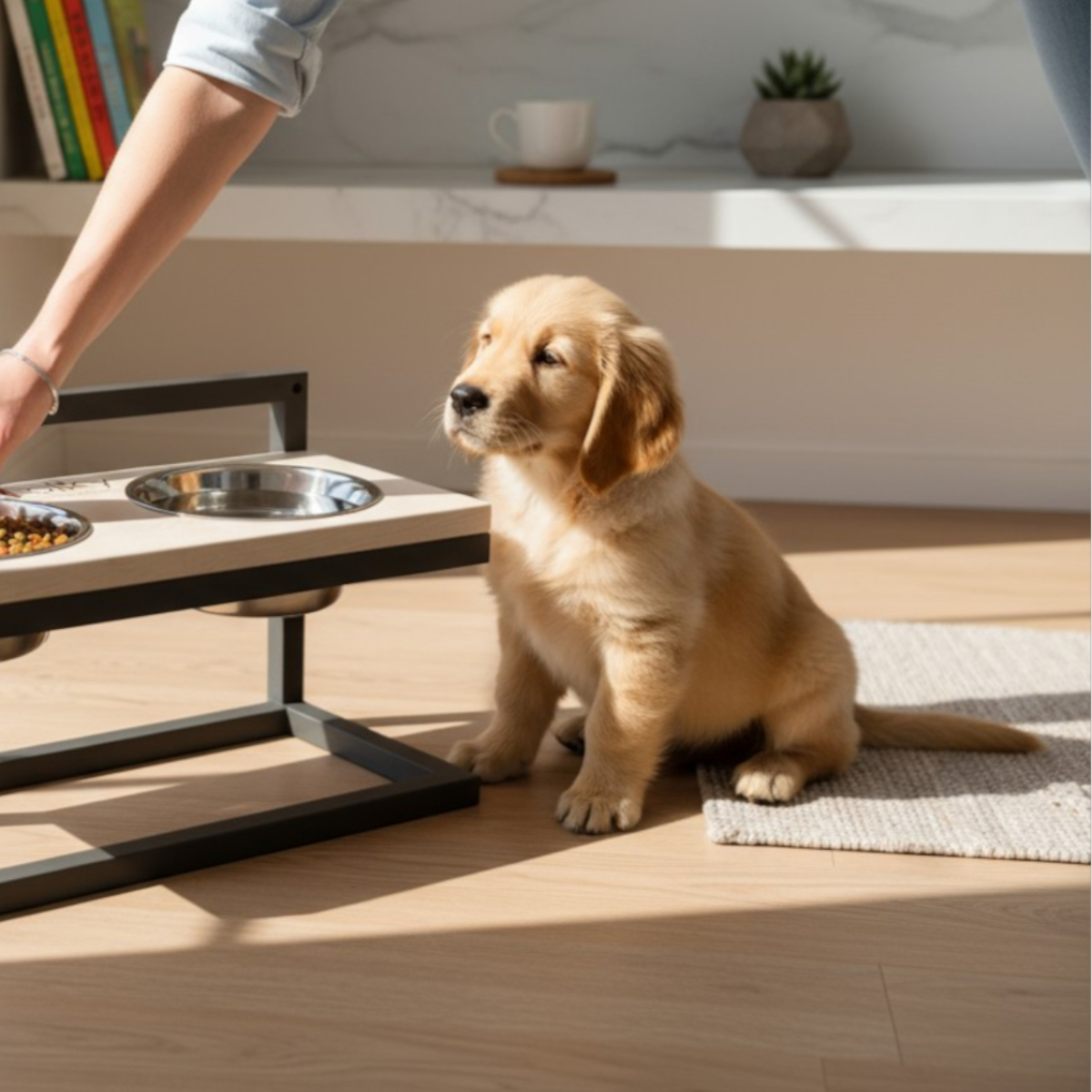 Миски на регулируемой подставке для маленьких собак Hollky Flex S 2х0,45 л (FS-422523-BLWH) - фото 1