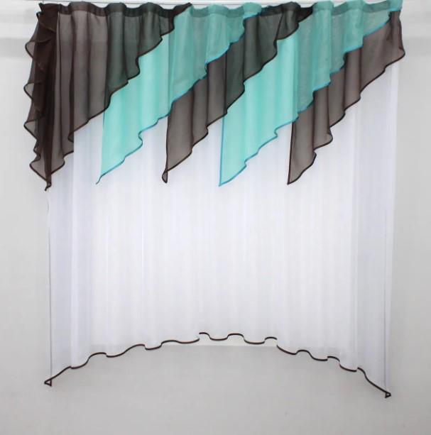 Комплект шторки/ламбрекен 270х170 см Білий/Бірюзовий/Венге (00к 59-805)