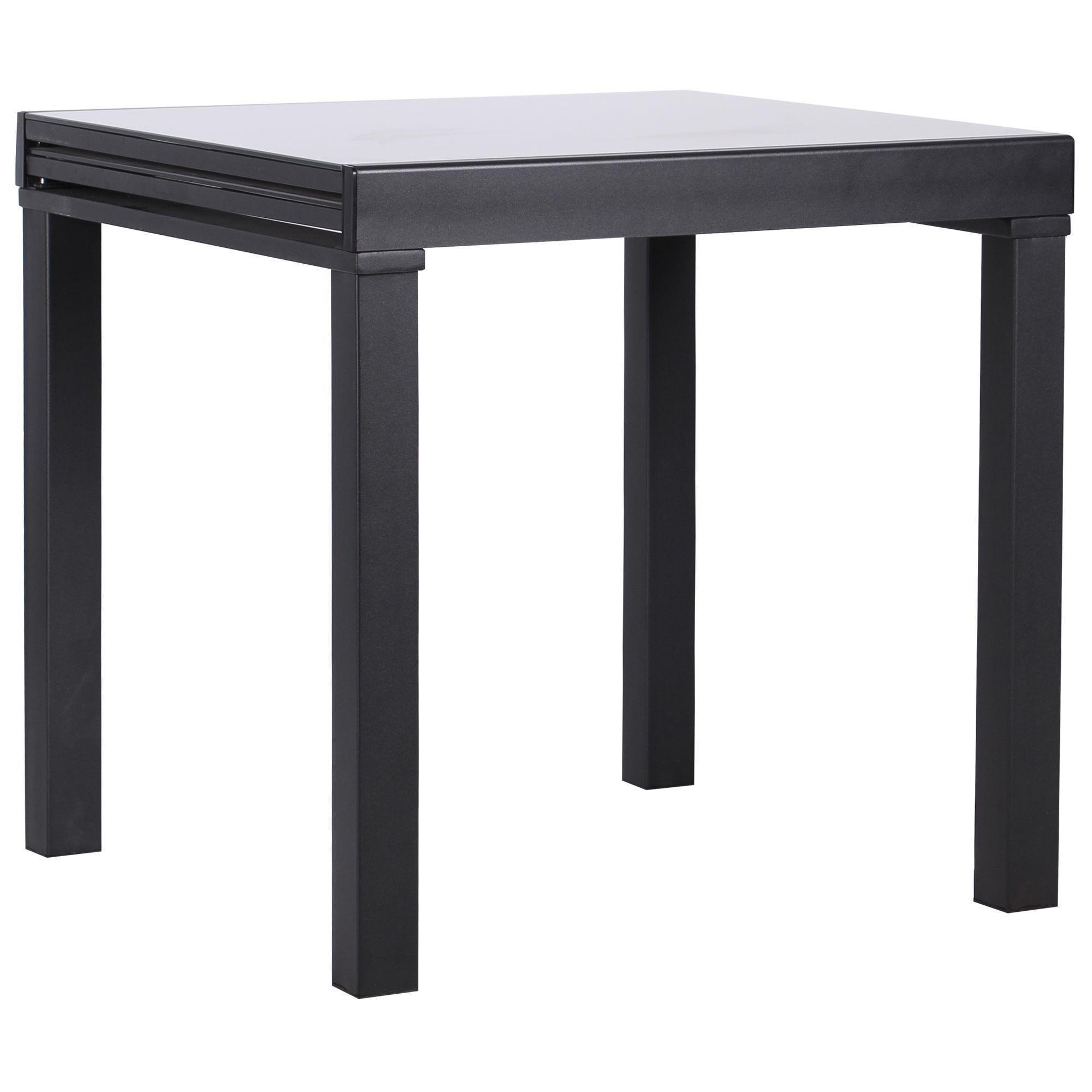 Обеденный стол AMF Пирей 750х750+750х750 закаленное стекло Черный/Антрацит