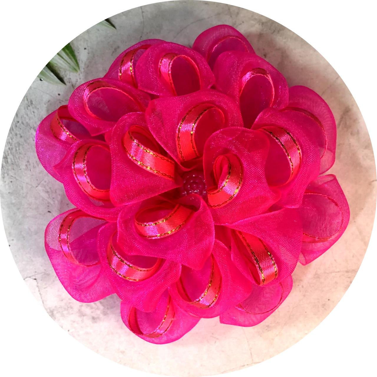 Бантик для волос детский на заколке D11 см Ярко-розовый (10216)