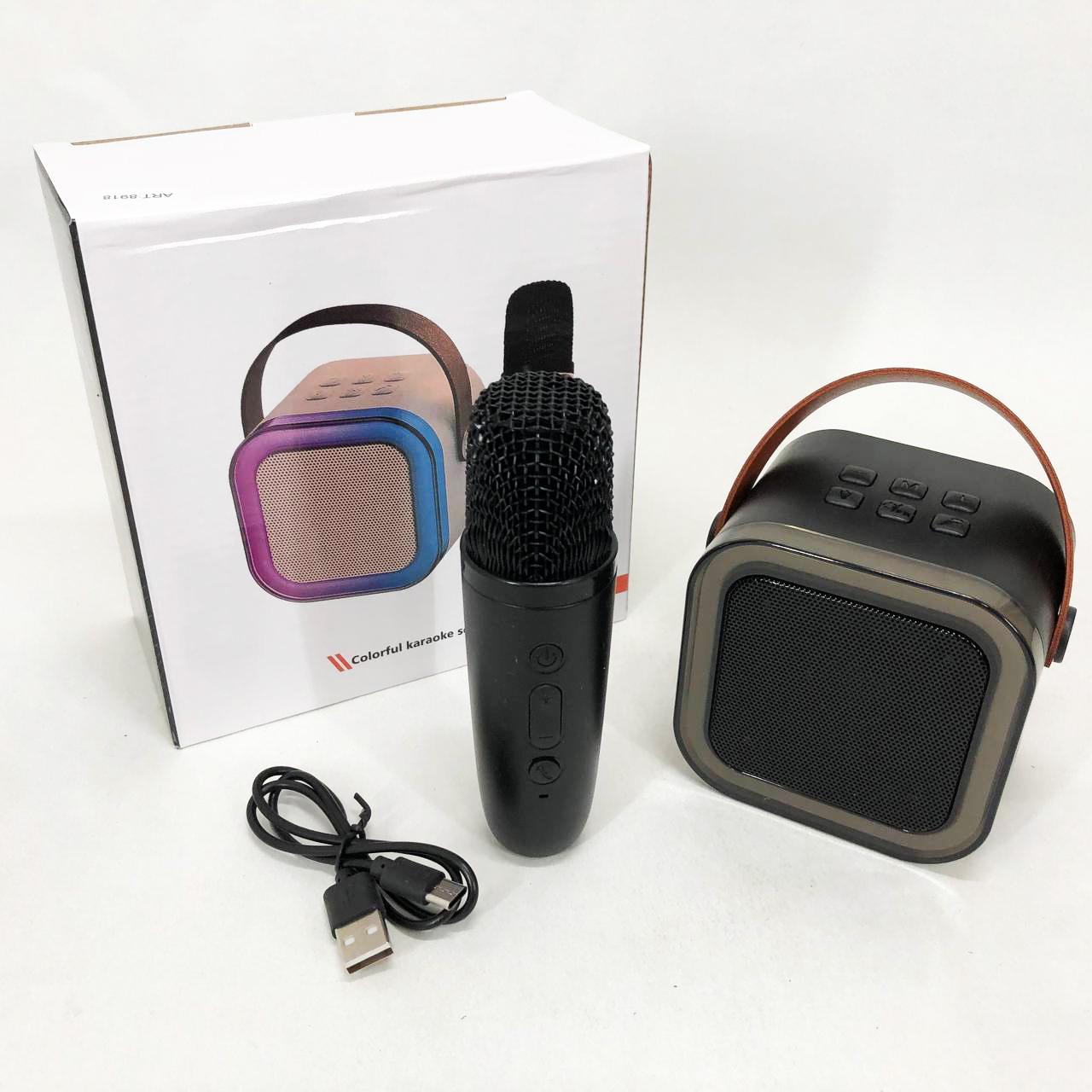 Колонка портативна з караоке мікрофоном та RGB підсвічуванням K12 /10W Bluetooth Чорний - фото 6