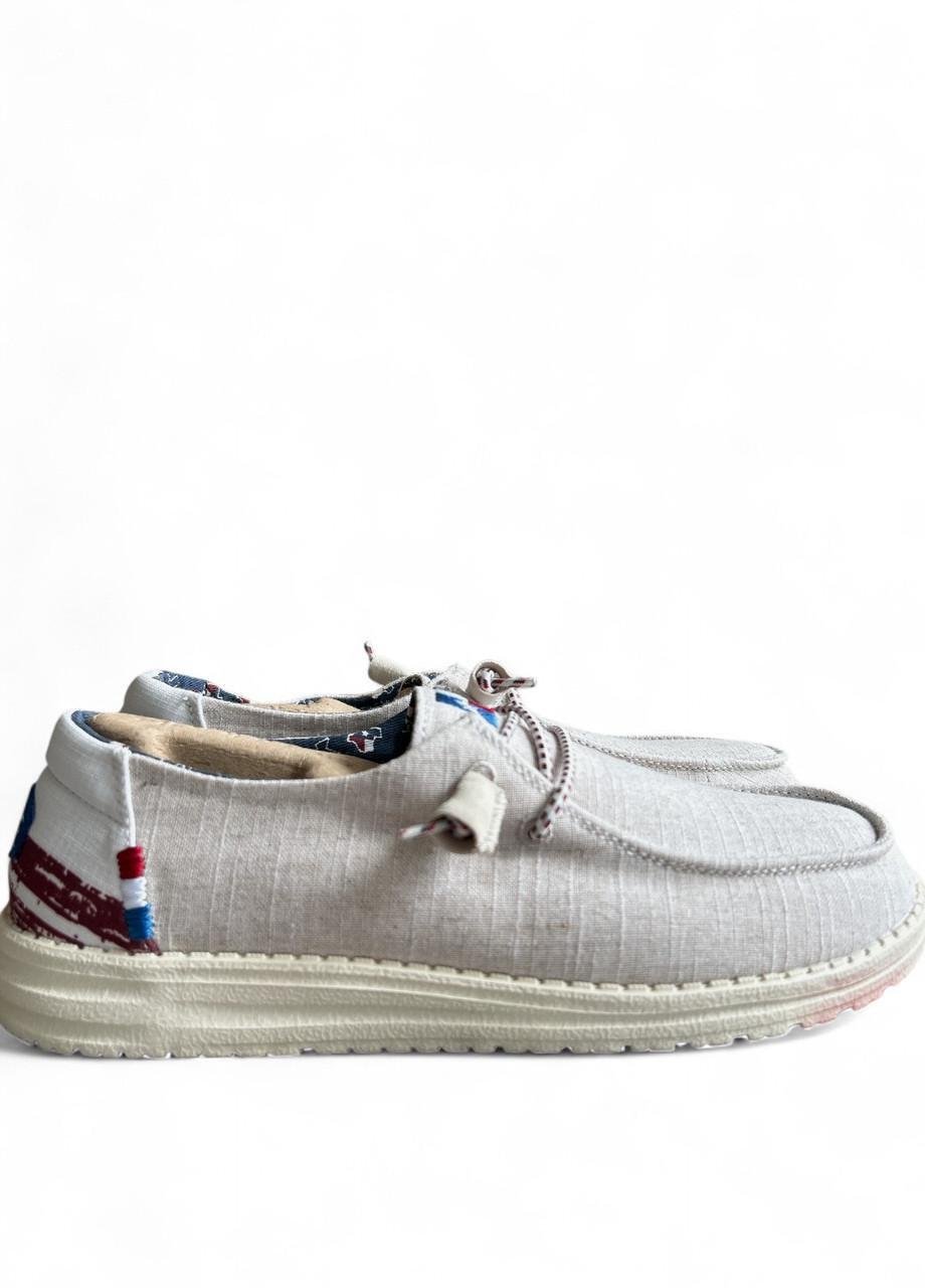 Чоловічі мокасини Hey Dude Wendy texas canvas Off white р. 48 31,7 Білий (2789100135) - фото 2