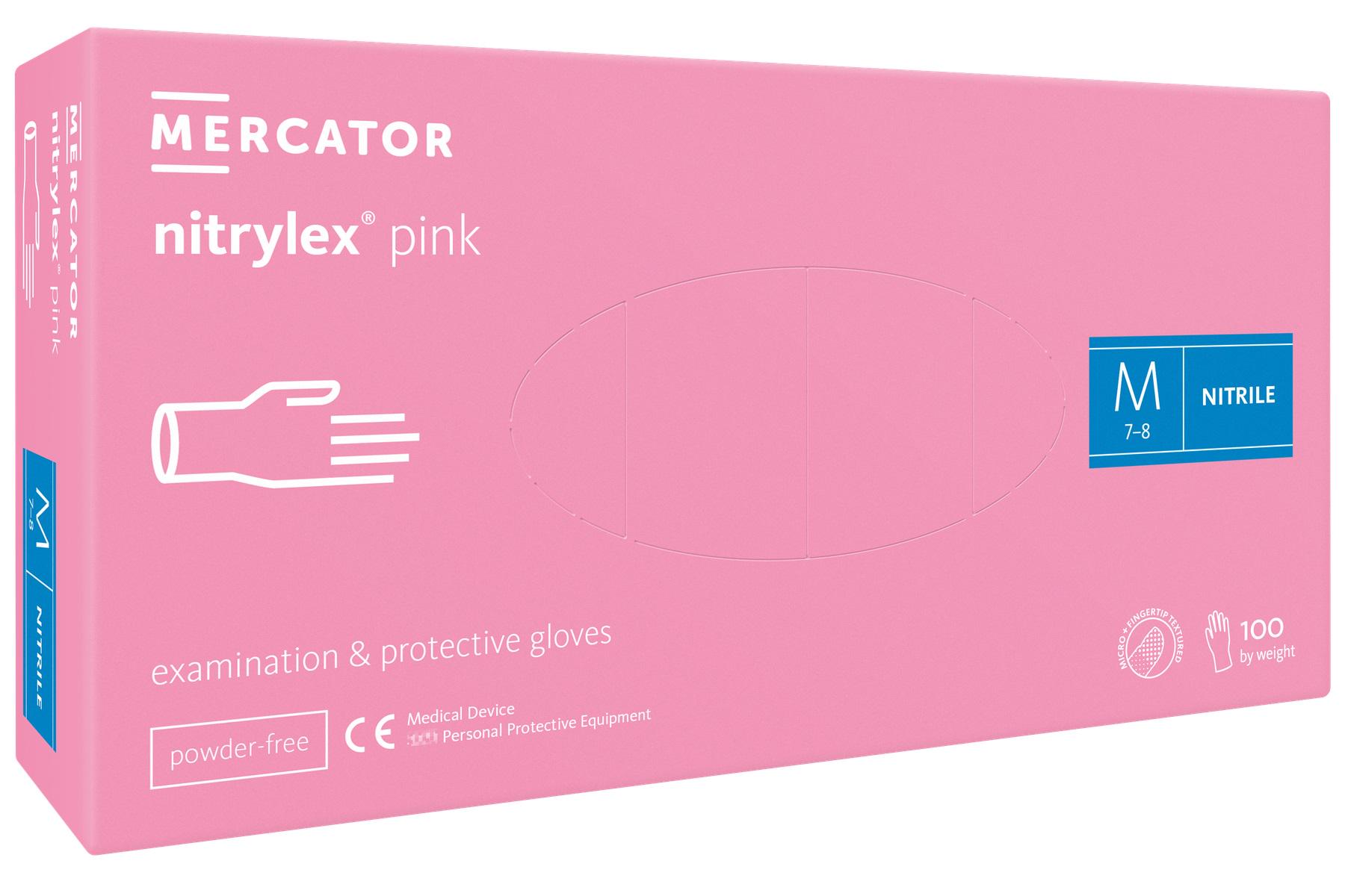 Рукавички нітрилові Nitrylex PINK Mercator Medical M 100 шт. - фото 1