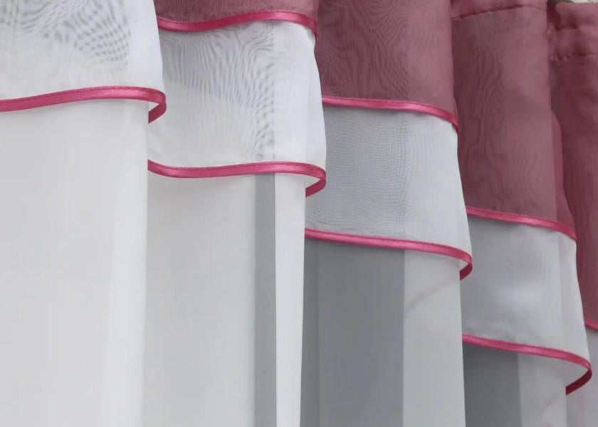 Гардина на кухню шифон 270х170 см Белый/Малиновый (110к) - фото 5