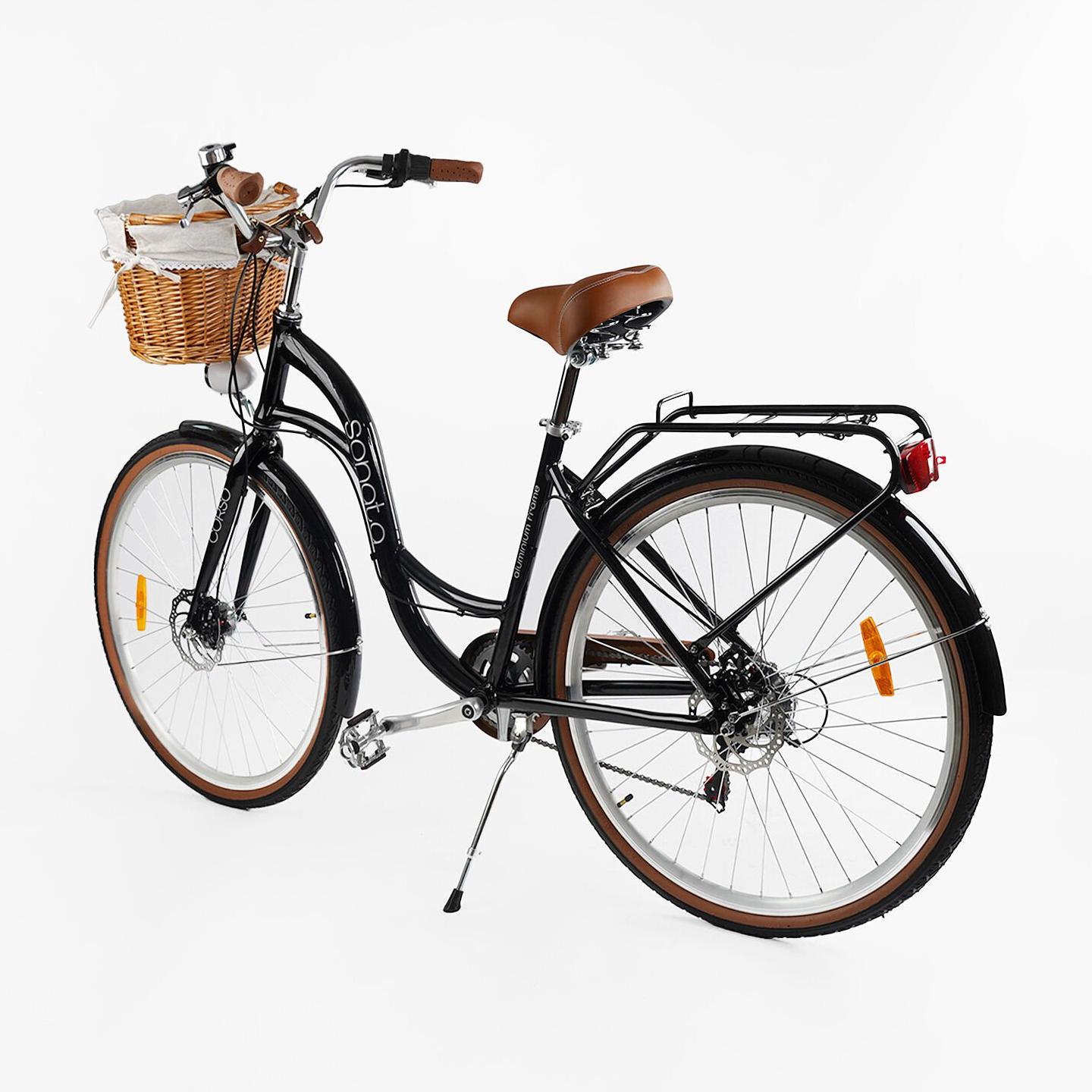 Велосипед міський 28 дюймів Corso Sonata з кошиком та багажником рама 18" Чорний - фото 3 Велосипед міський 28 дюймів Corso Sonata з кошиком та багажником рама 18" Чорний - фото 3