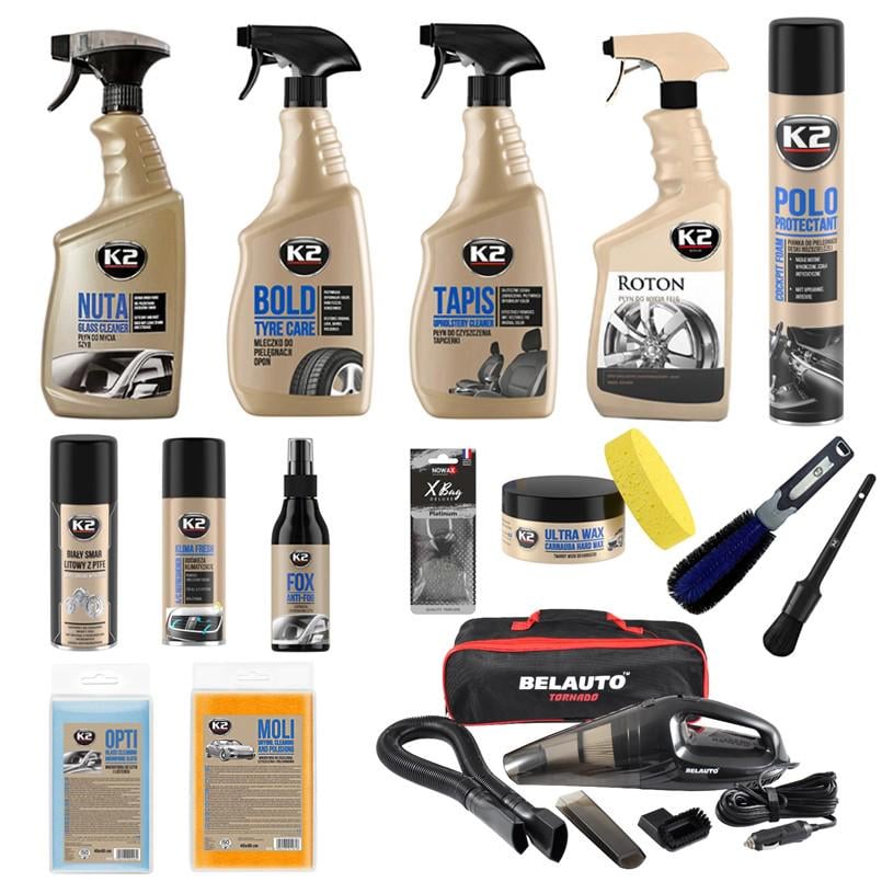 набор подарочный для водителя с автохимией K2 и пылесосом 16 ед. (na_158)