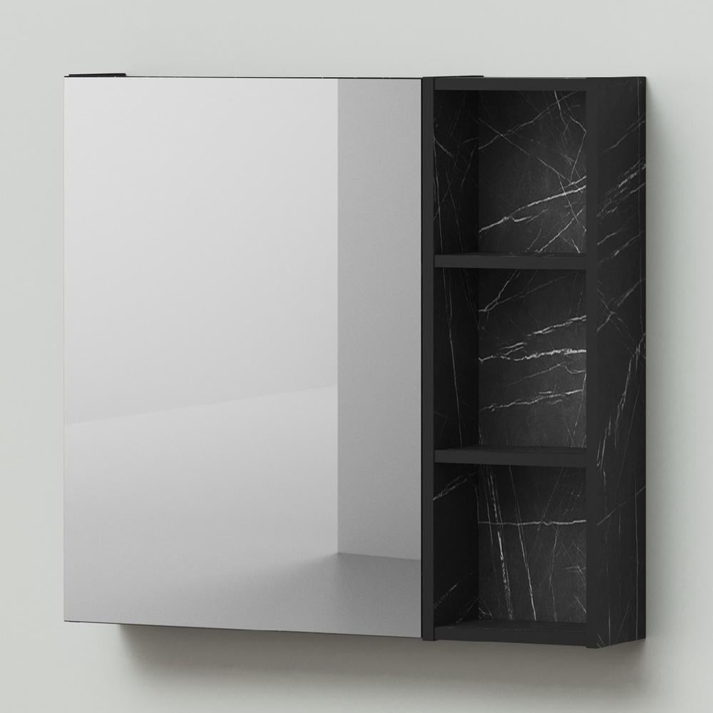 Зеркало-шкаф MVK Vostok Lite 80 правый 800х160х750 мм Камень Пьетра Гриджо Черный (8103bl)