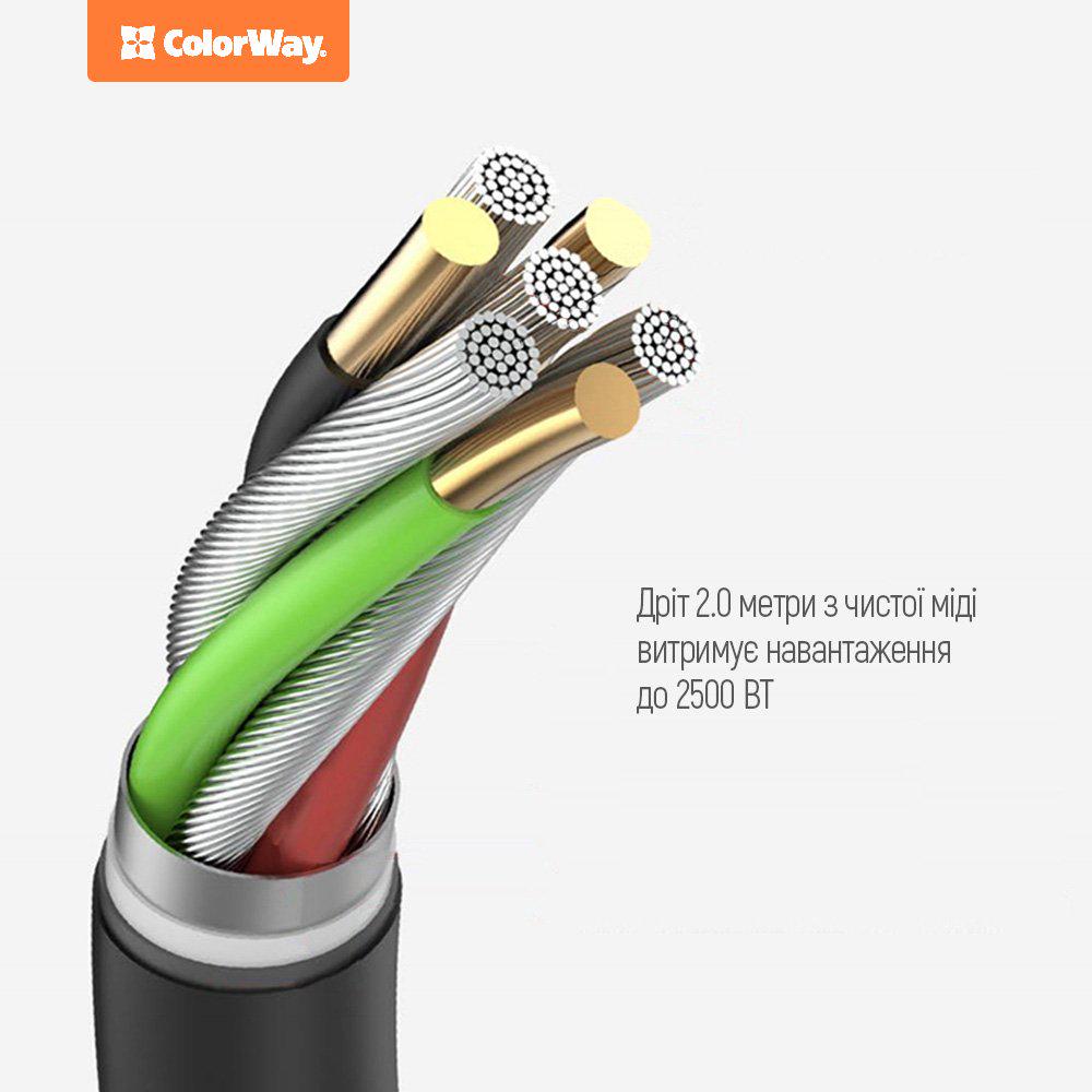 Фільтр-подовжувач мережевий СolorWay 6 розеток/4 USB 2 м Black (CW-CHE64B) - фото 8