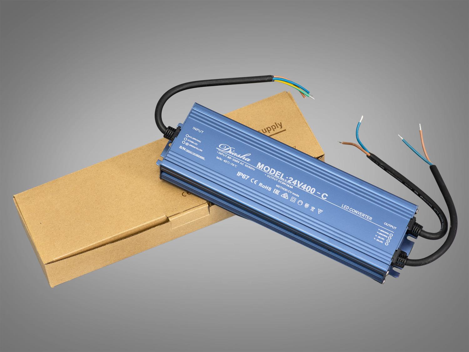 Блок питания для подключения LED ленты 24 В 400 Вт 16,6А (NP-24 В-400w-IP67) Блок питания для подключения LED ленты 24 В 400 Вт 16,6А (NP-24 В-400w-IP67)