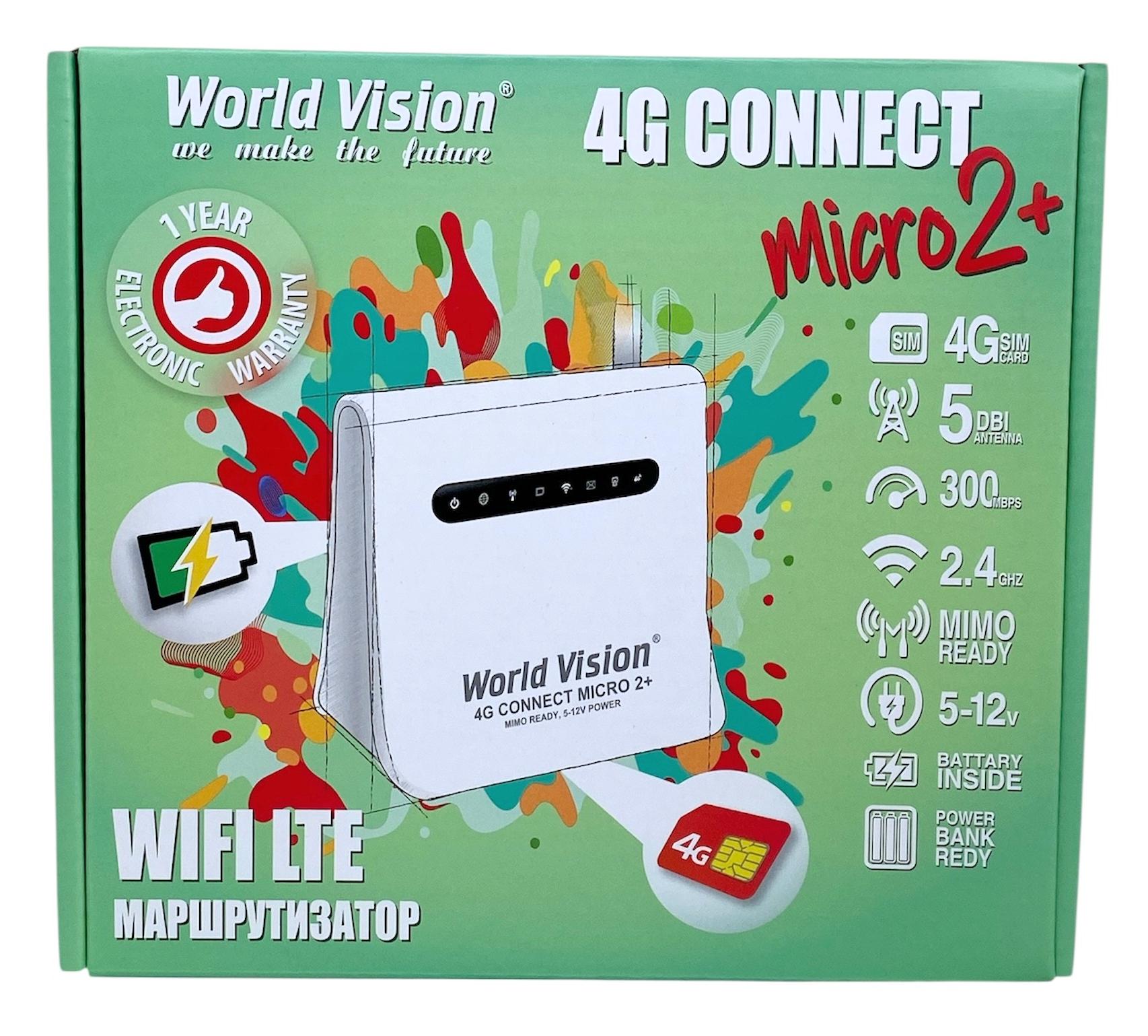 Роутер під сім карту World Vision Connect micro 2/акумулятор 4G 150 Мбіт/з модемом два антенних виходи - фото 6 Роутер під сім карту World Vision Connect micro 2/акумулятор 4G 150 Мбіт/з модемом два антенних виходи - фото 6