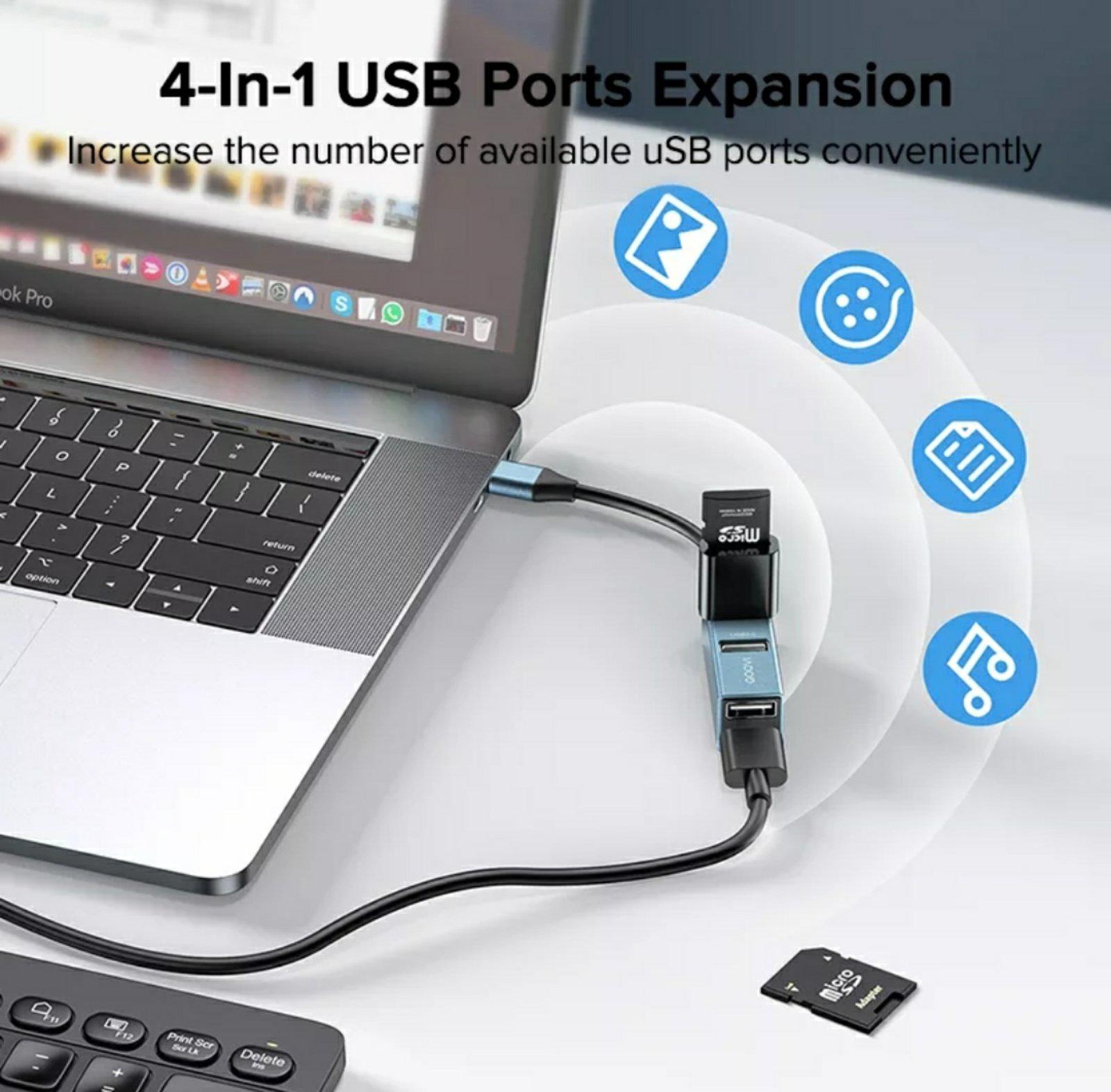 Хаб-USB QOOVI Type-C - 3USB 3.0+2.0 (230032) - фото 6