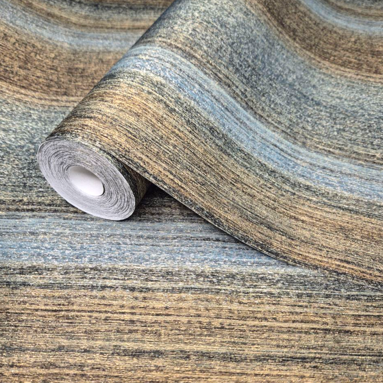 Обои виниловые Marburg с полосками 10,05x1,06 м Коричневый/Бирюзовый (1032889)