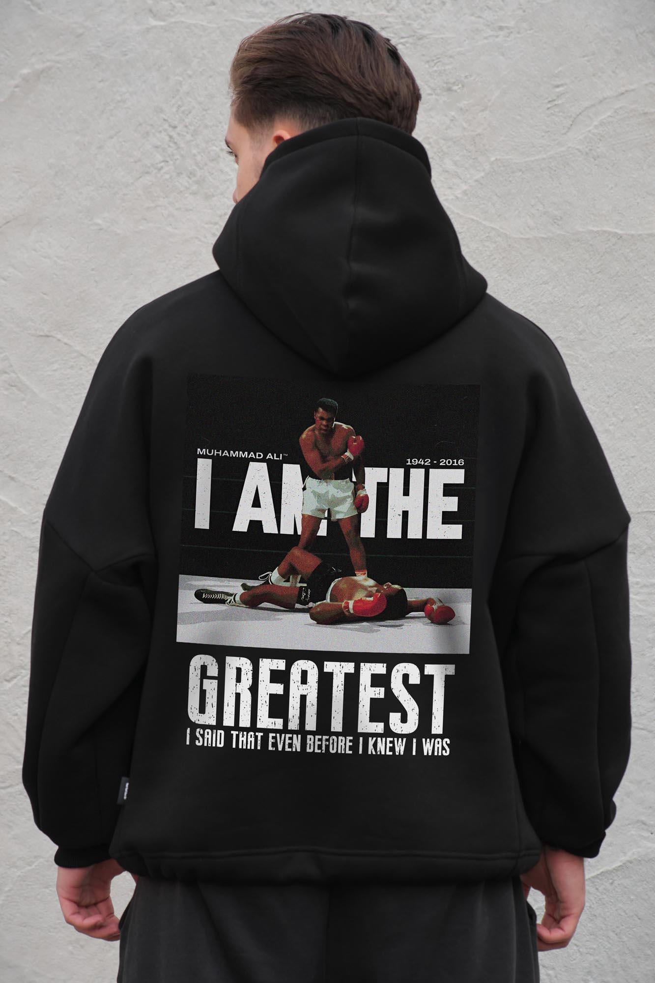 Худи на флисе с капюшоном и принтом оверсайз Without Muhammad Ali One size Black (8056501 8056502)