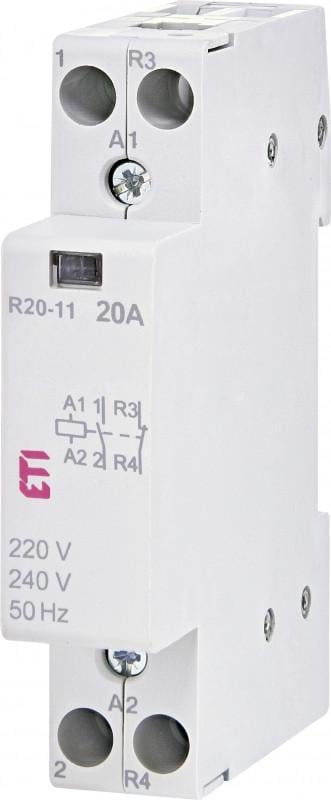 Контактор импульсный ETI R 20-11 2P 20А 1NO+1NC AC (2461220)