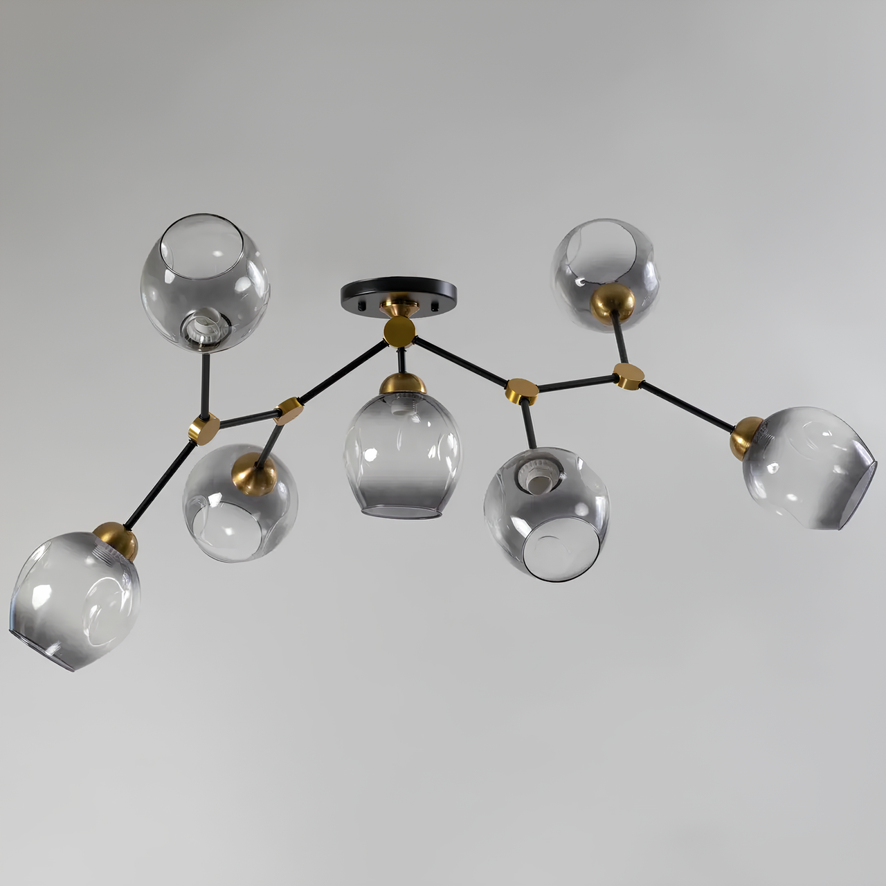 Люстра Svet со стеклянными плафонами на семь ламп Е27 Дымчатый (MX-151-7 BK+BE) - фото 1 Люстра Svet со стеклянными плафонами на семь ламп Е27 Дымчатый (MX-151-7 BK+BE) - фото 1