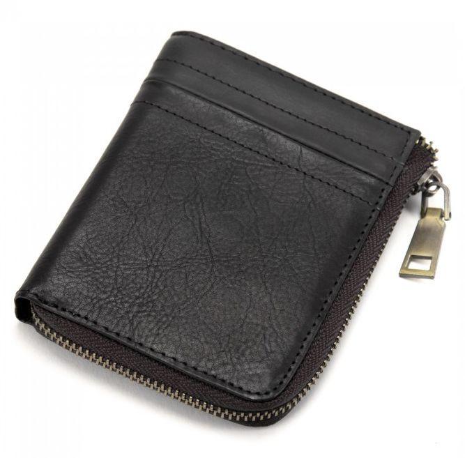 Портмоне мужское кожаное Tiding Bag на молнии Черный