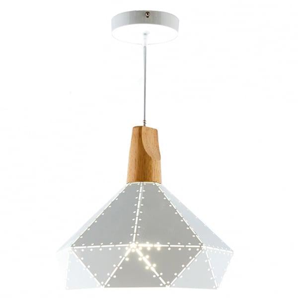 Люстра-подвес из металла и дерева 40х35 см Белый