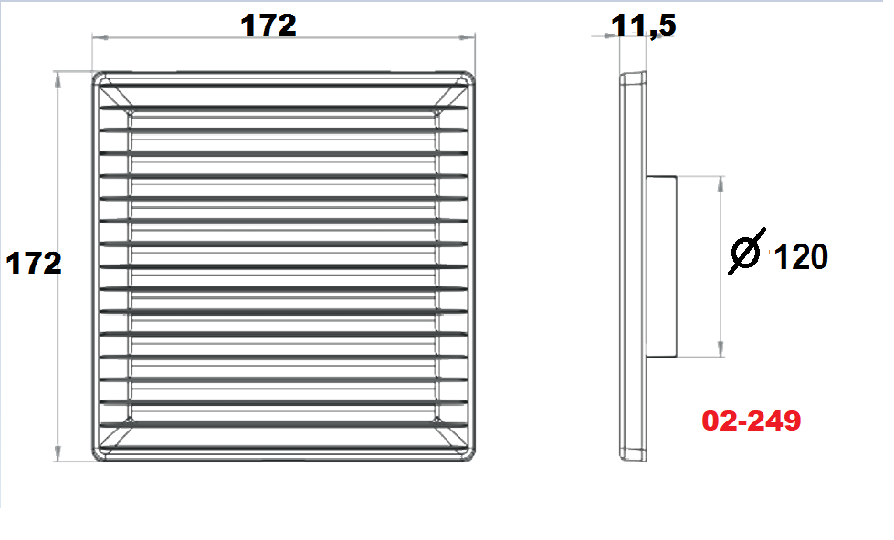 Решітка вентиляційнa пластикова AirRoxy AKUSzS 170x170 120 Сірий (02-249) - фото 3 Решітка вентиляційнa пластикова AirRoxy AKUSzS 170x170 120 Сірий (02-249) - фото 3