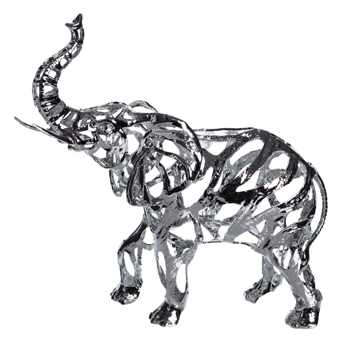 Декоративная фигурка YIWU Elephant 25х10х25 см металлическая Серебристый (147-102-HP-7-10)