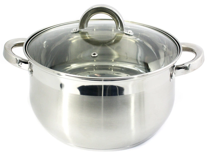 Каструля з нержавіючої сталі зі скляною кришкою 6 л (30633666)
