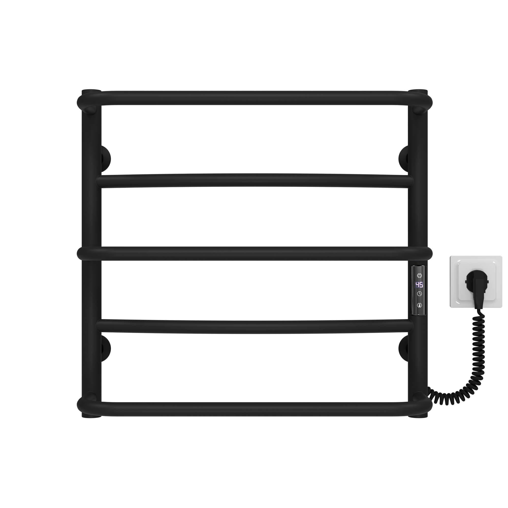 Полотенцесушитель электрический Deffi Аквамикс П5 JD03 правое подключение нержавеющая сталь 500х500 мм Черный (C.AM.50.50.5.E.B.R.1)