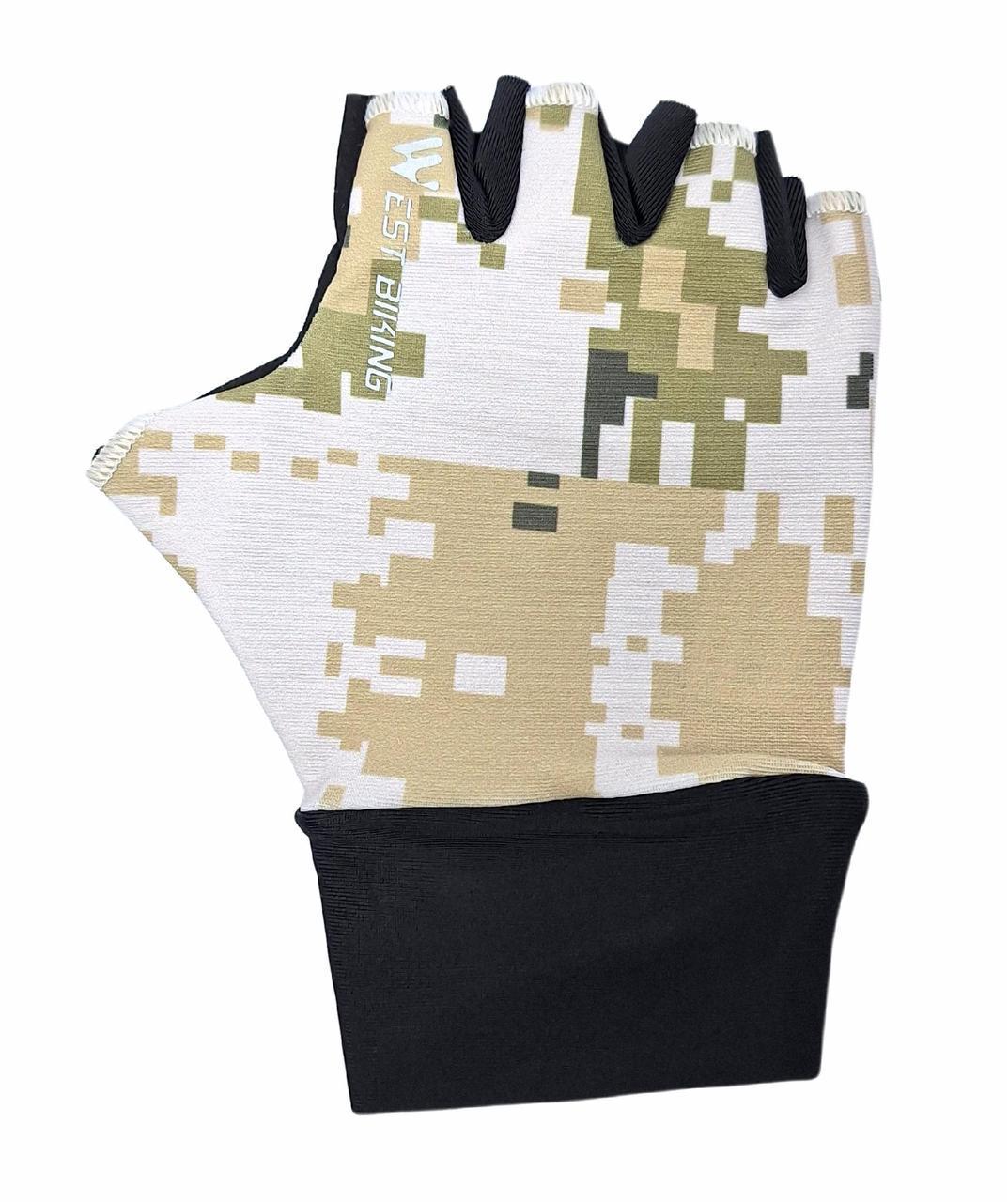Велоперчатки детские West biking YP0211248 с короткими пальцами XL камуфляж Black/Gray (G0001829)