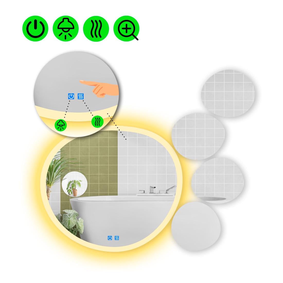 Дзеркало з LED підсвіткою Acqua 3 з двома сенсорами 120x120 см (8738508)