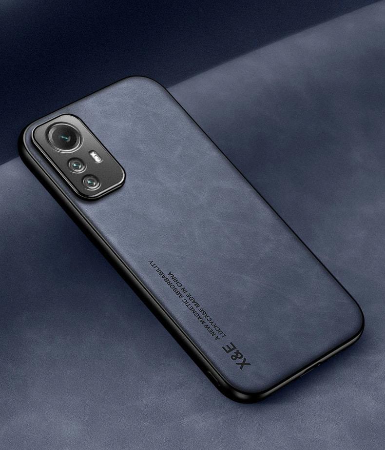 Кожаный чехол XnE Xiaomi Redmi Note 12S с металлической вставкой Blue (34284-28)