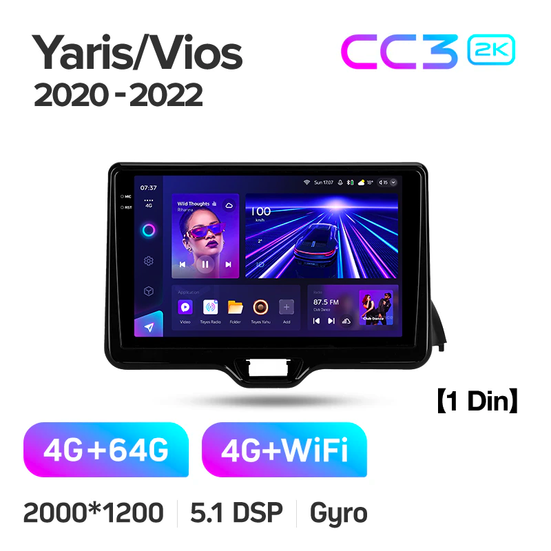 Автомагнитола штатная Teyes CC3 2k для Toyota Yaris/Vios 2020-2022 Android CC3 2k 4/64G Wi-Fi/4G - фото 2