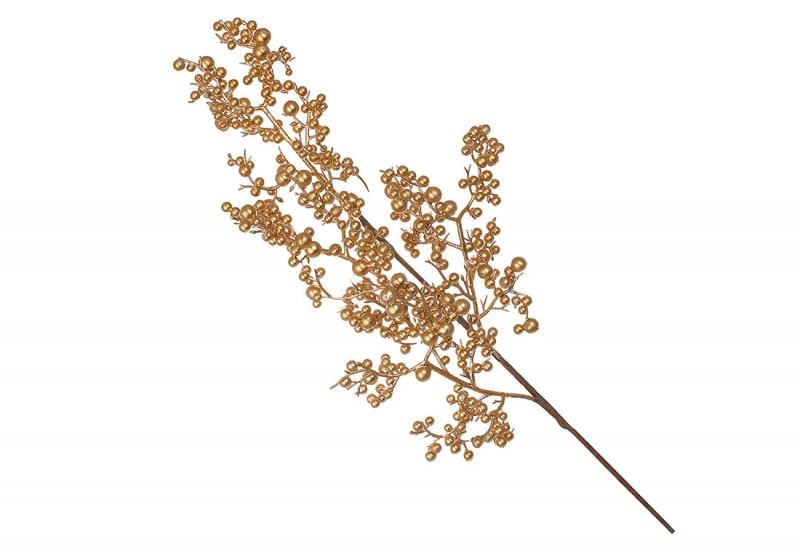 Веточка новогодняя 839981 с ягодами 64 см Золотой