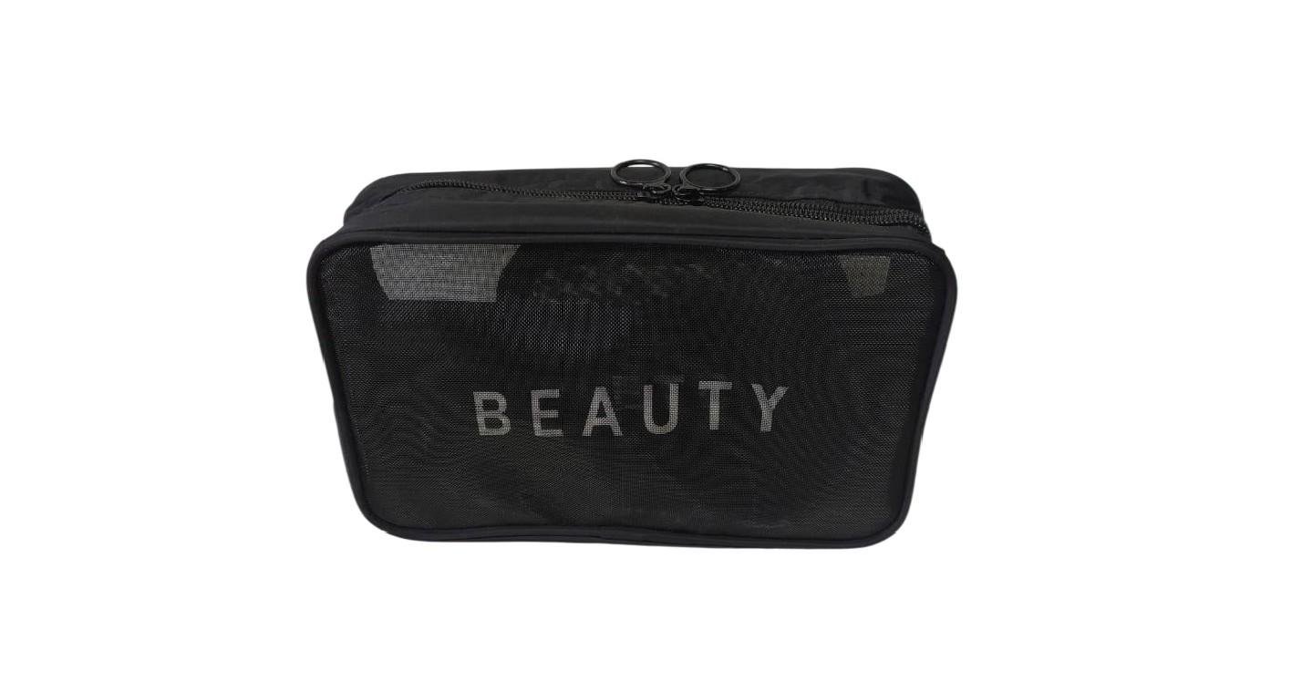 Женская косметичка на молнии для мелочей 22х14х2 см Прозрачный/Черный