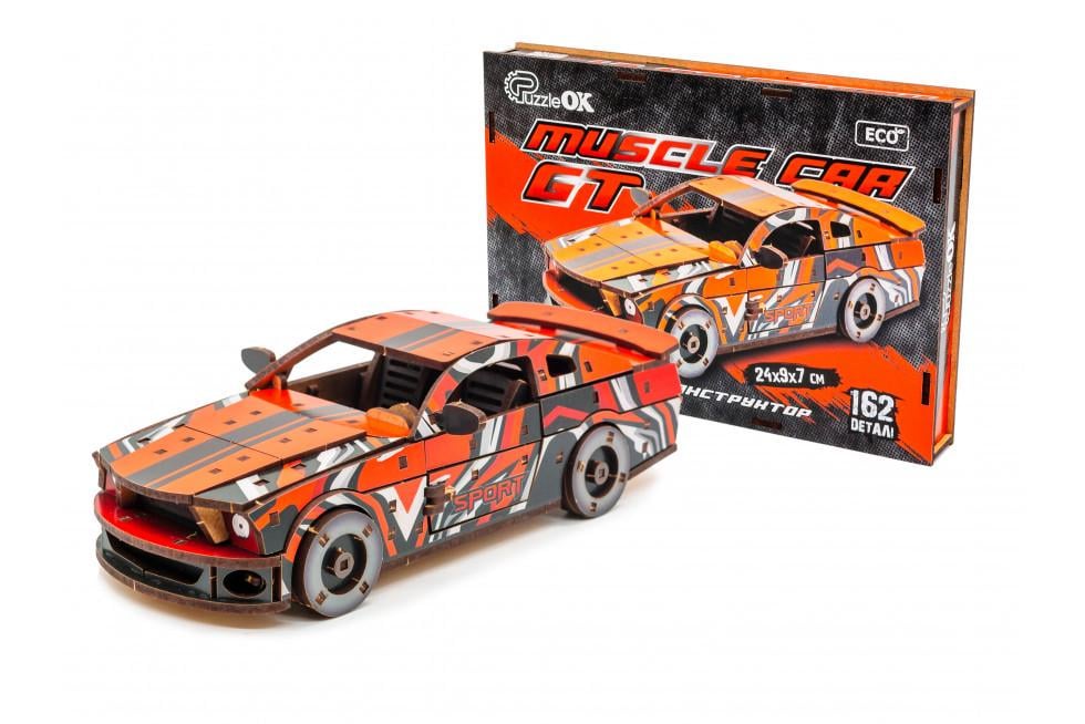 Пазл из дерева механический 3D PuzzleOK Ford Mustang GT Красный 162 детали Пазл из дерева механический 3D PuzzleOK Ford Mustang GT Красный 162 детали