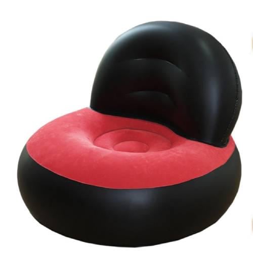 Кресло надувное Lazy Couch флокированное покрытие 105х105х65 см Черно-красный