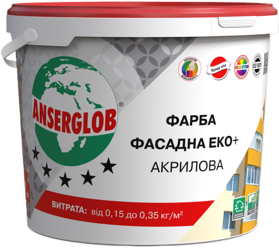 Краска фасадная ANSERGLOB ЭКО+ акриловая 7 кг (15768)