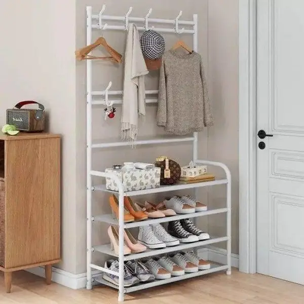 Вішалка для одягу Double-Pole Simple floor clothes rack size з підставкою для взуття (7095930293)