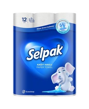 Полотенца бумажные Selpak Super Emici трехслойные 12 рулонов Белый (32761710)