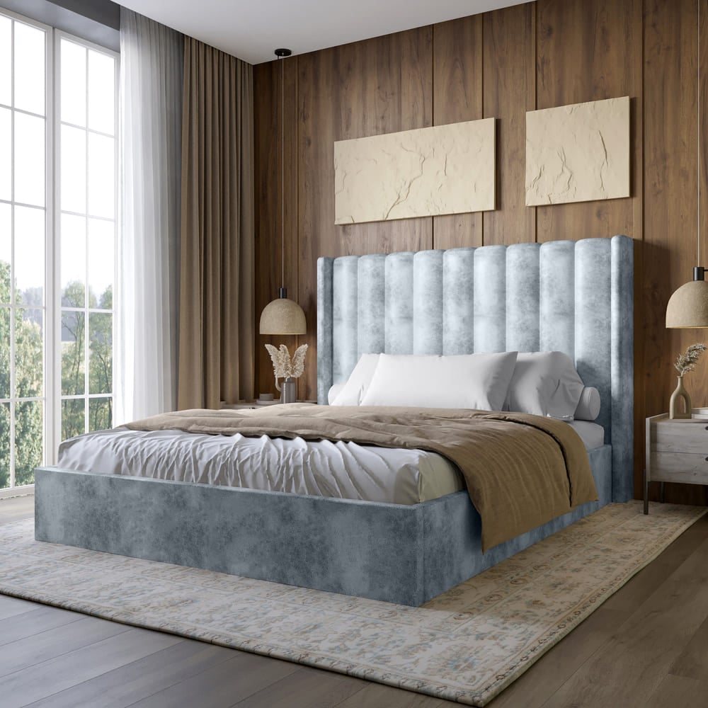 Ліжко двоспальне Lion Ніно Silk 301 160x200 см Димчастий (Lion-045043)