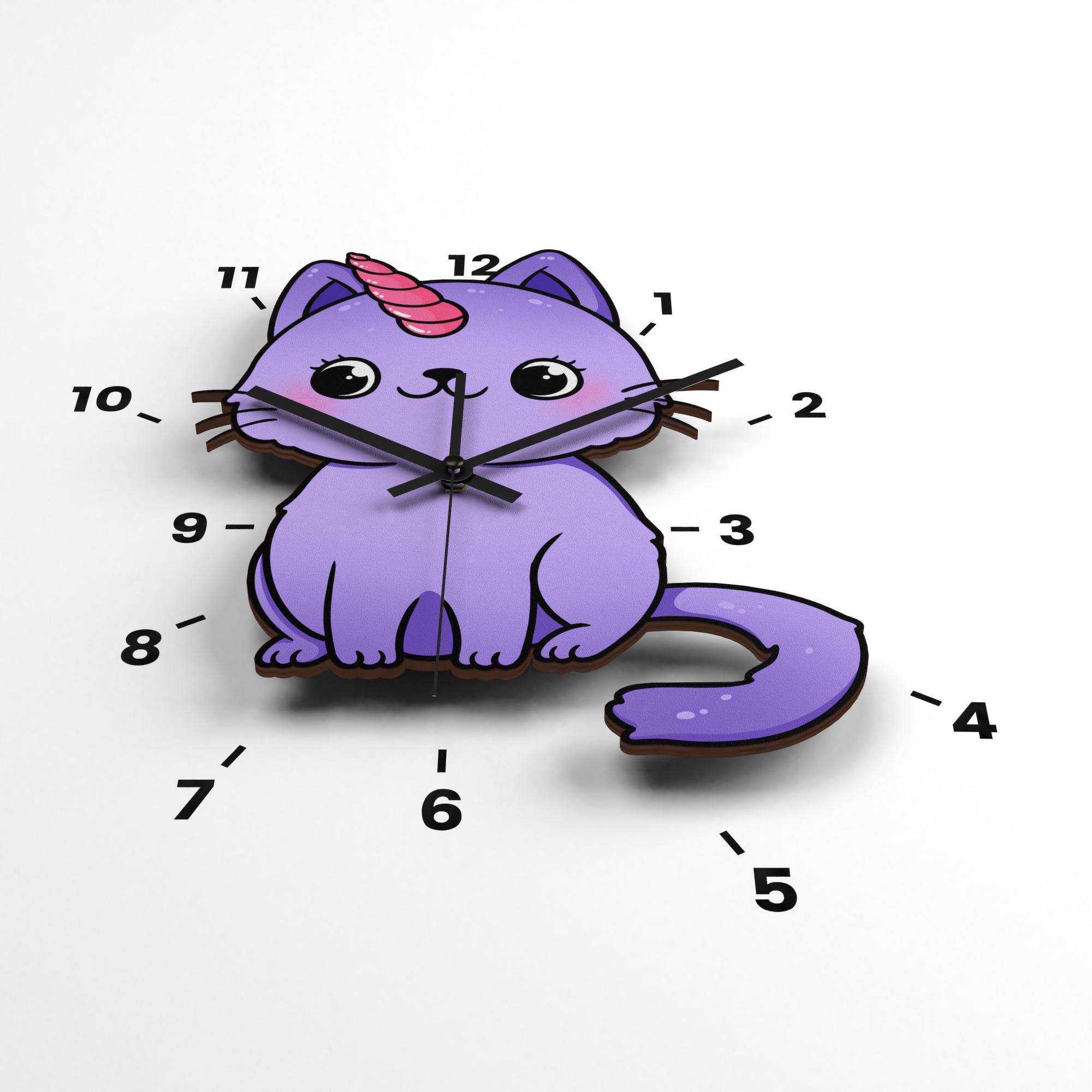 Часы настенные Lex Altern Кот-единорог деревянный (9340688) - фото 3 Часы настенные Lex Altern Кот-единорог деревянный (9340688) - фото 3