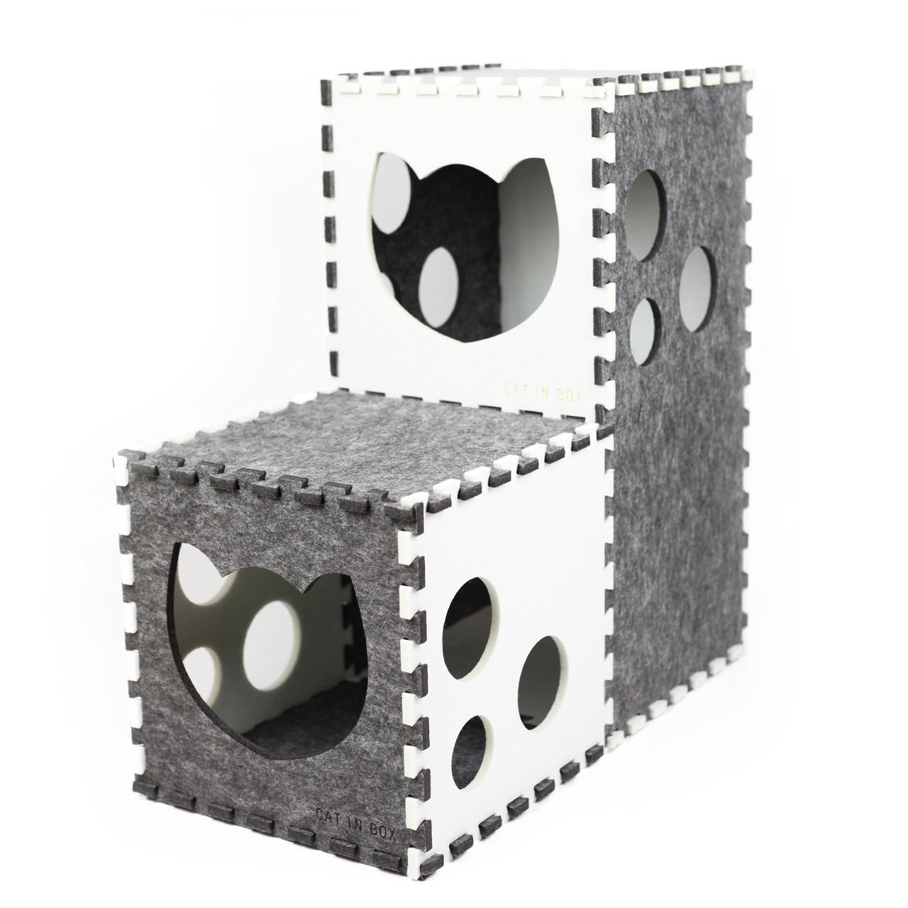 Домик-туннель трансформер для котиков CAT IN BOX Серо-белый (2002762049) - фото 1