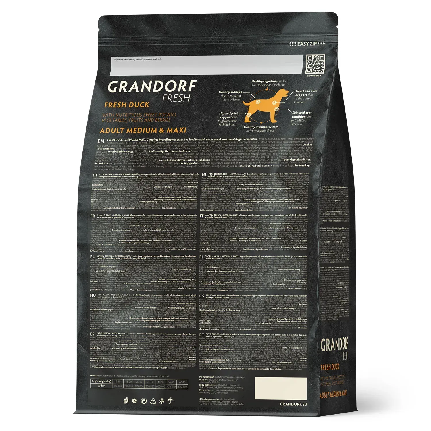 Корм сухой для взрослых собак средних/крупных пород Grandorf FRESH DUCK&SWEET POTATO DOG MEDIUM&MAXI с уткой и бататом 3 кг (26868097) - фото 2