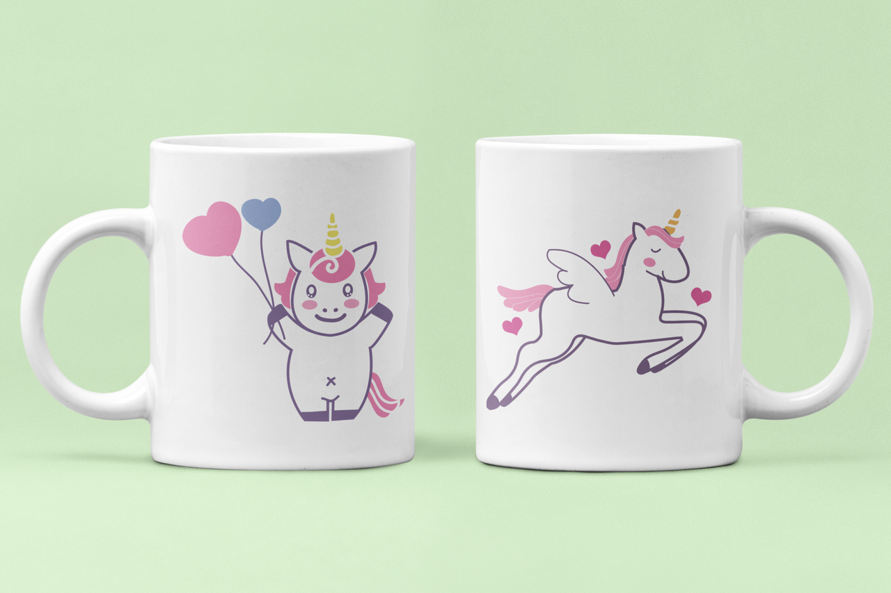 Чашки парные Отлетаю догоняй единороги для влюбленных 330 мл Белый (ВЛ215Ч)