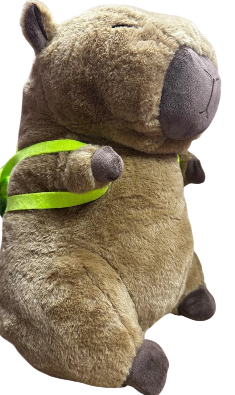 Игрушка мягкая капибара с рюкзаком-черепахой 40 см Коричневый