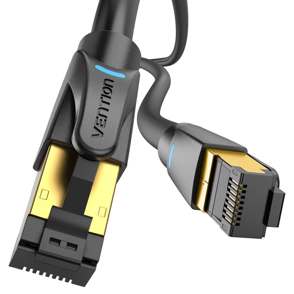 Патч-корд Vention 8 м Cat.8 RJ45 8P8C на RJ45 8P8C 40 Гбит/с S/FTP 2000 МГц Черный (IKFBK)