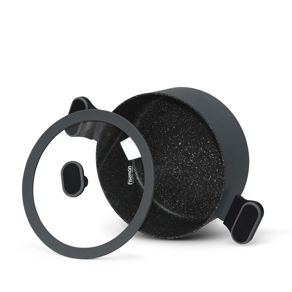 Кастрюля Fissman Laura с антипригарным покрытием Touch Stone и стеклянной крышкой 24х11 см 4,65 л (14477) - фото 8