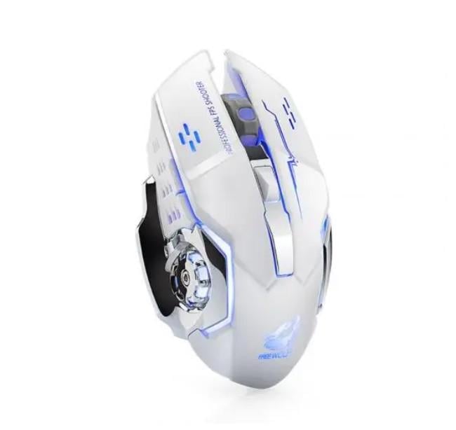 Компьютерная мышь беспроводная игровая X8 WolF подсветка USB Charge со встроенным аккумулятором WHITE (2234886756)